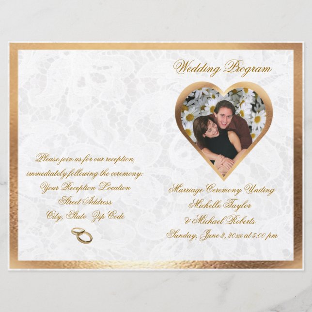 Programa Elegante de Boda Fotográfica de Personali (Anverso)