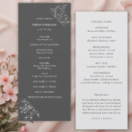 Programa Elegante de Boda Gris de Humo Floral