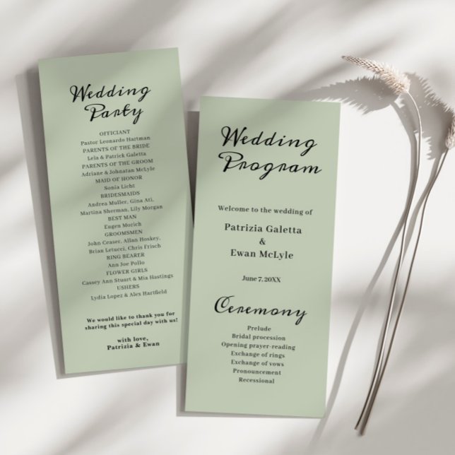 Programa Elegante de Boda Llanta Verde Masculina (Subido por el creador)