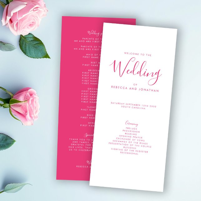 Programa Elegante de Boda Mínima Rosa (Subido por el creador)