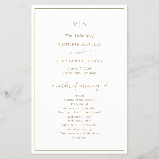 Programa Elegante de Boda Presupuestaria del Monog (Frente)