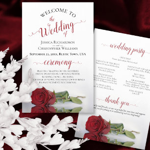 Programa Elegante de Boda Presupuestaria Rosa Roja