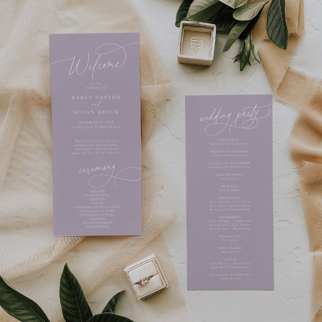 Programa Elegante de Boda Púrpura de Lavanda Plana (Subido por el creador)