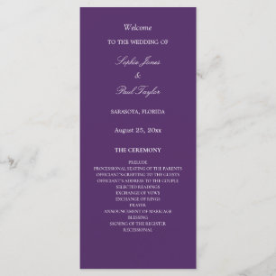 Programa Elegante de Boda Púrpura Oscura
