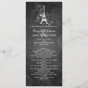 Programa Elegante de Boda Romántica París Negro