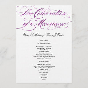 Programa Elegante de Boda Script - Púrpura