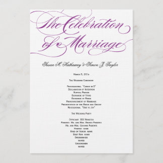 Programa Elegante de Boda Script - Púrpura