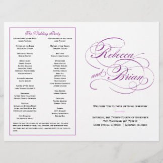 Programa Elegante de Boda Script - Púrpura