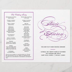 Programa Elegante de Boda Script - Púrpura