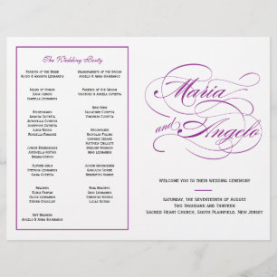 Programa Elegante de Boda Script - Púrpura