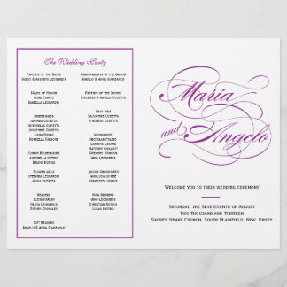 Programa Elegante de Boda Script - Púrpura
