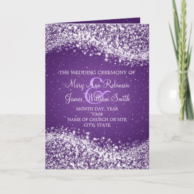 Programa Elegante de Boda Sparkling Wave Purple (Anverso)