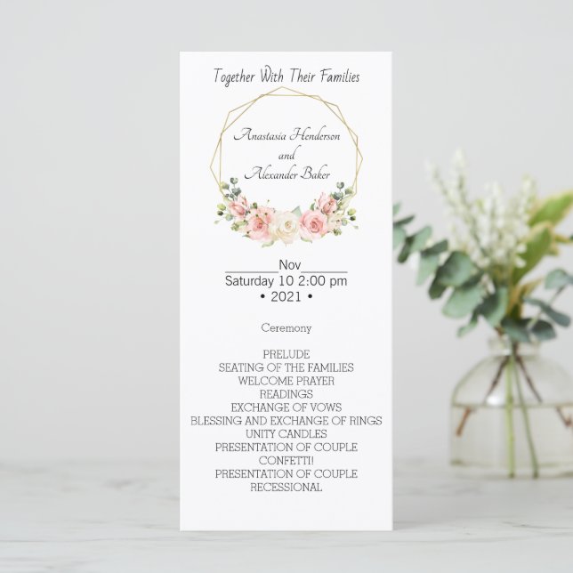 Programa Elegante de Bodas. (Anverso de pie)