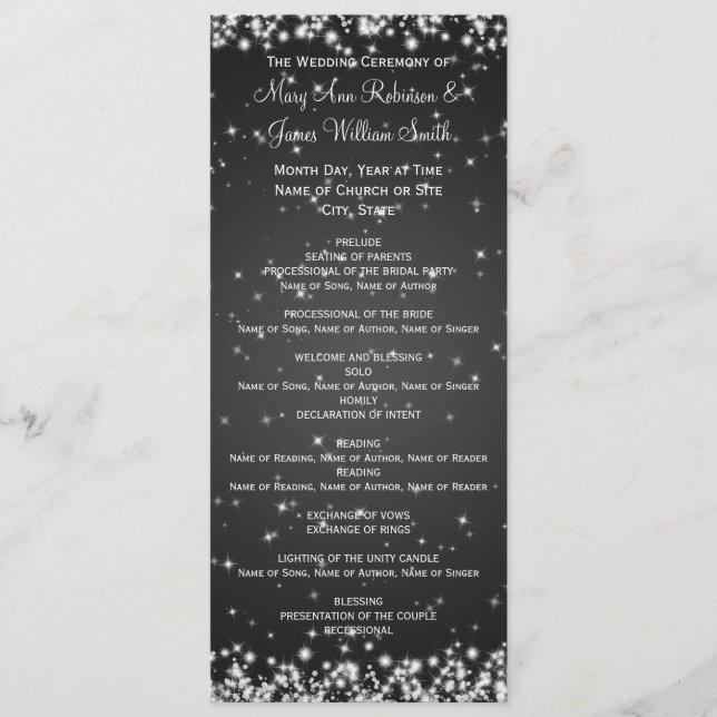 Programa Elegante de Bodas Invernal Sparkle Black (Anverso)
