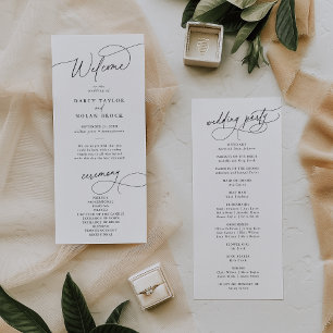 Programa elegante de Bodas Llanas Blancas y Negras