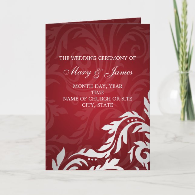 Programa Elegante De Bodas Rápidamente Florece Roj (Anverso)