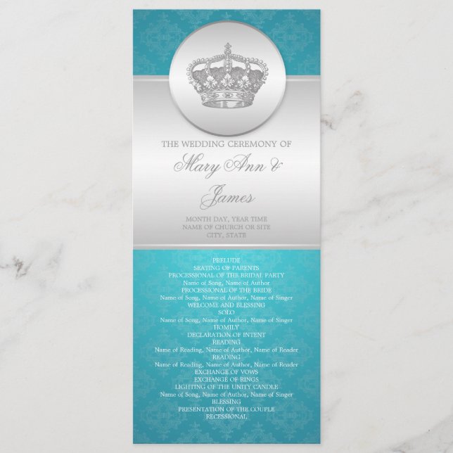 Programa Elegante de Bodas Royal Crown Blue (Anverso)