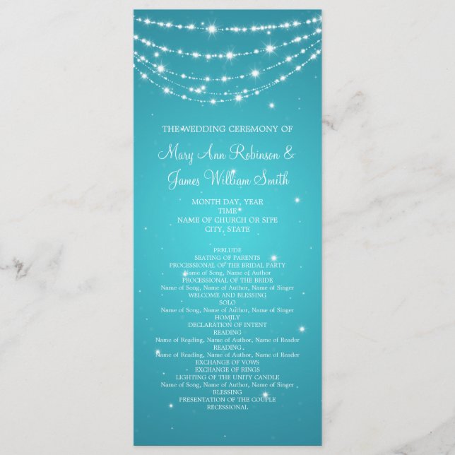Programa Elegante de Bodas Sparkling Chain Blue (Anverso)