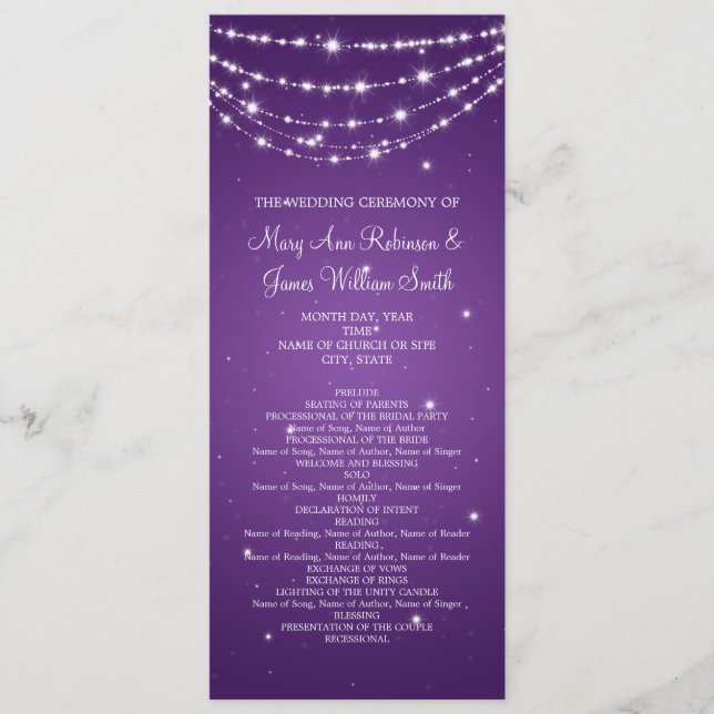 Programa Elegante de Bodas Sparkling Chain Purple (Anverso)