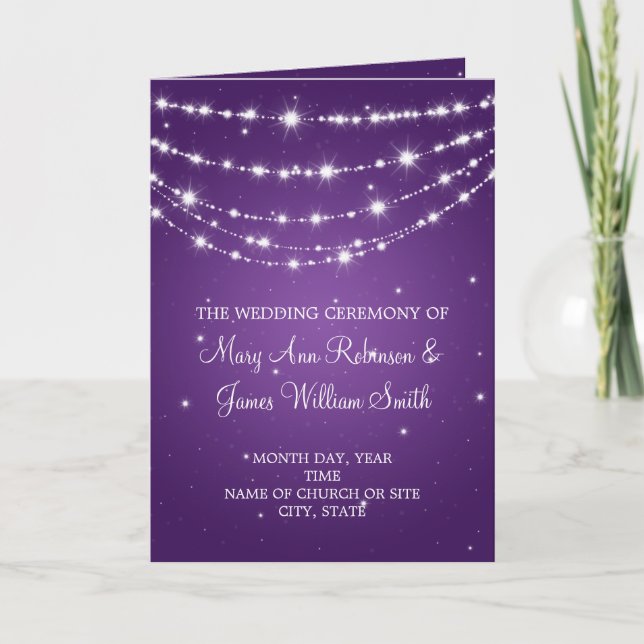 Programa Elegante de Bodas Sparkling Chain Purple (Anverso)