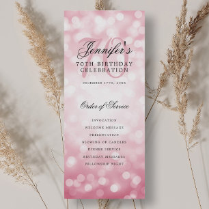 Programa elegante de cumpleaños 70 Blush Pink Boke
