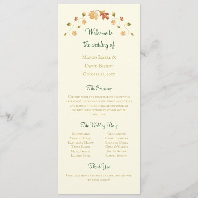 Programa Elegante de Hojas de Otoño (Anverso)