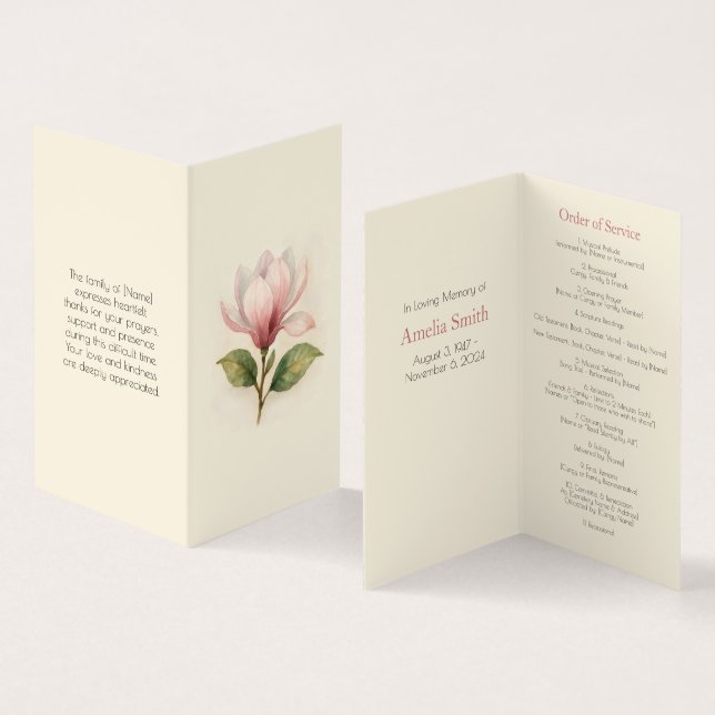 Programa Elegante de Orden Funeral de Magnolia (Interior y exterior)