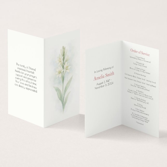 Programa Elegante de Orden Funeral de Servicio de  (Interior y exterior)