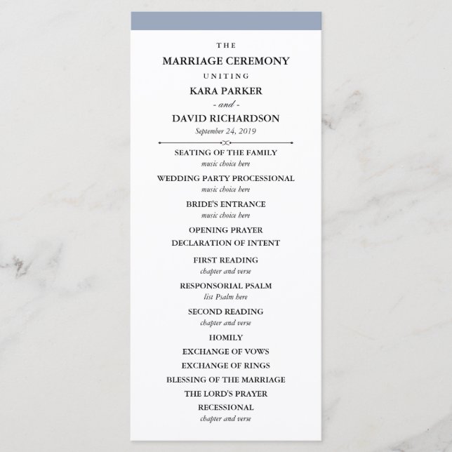 Programa Elegante | Dusty Blue Wedding Program (Anverso)