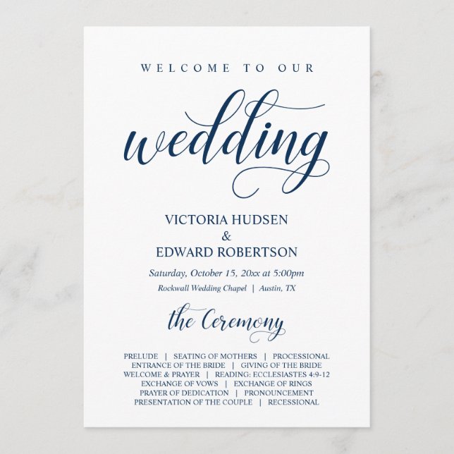 Programa Elegante escritura de la marina, ceremonia de Boda (Anverso)