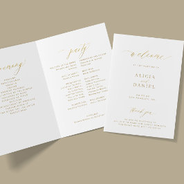 Programa Elegante fiesta de bodas de caligrafía de oro simp