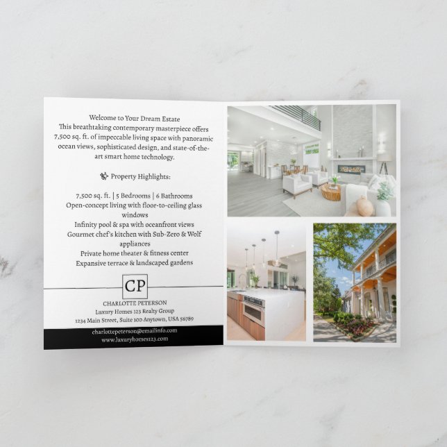 Programa Elegante Folleto de listado inmobiliario de lujo (Interior)