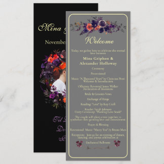 Programa Elegante foto Boda floral oscuro de otoño