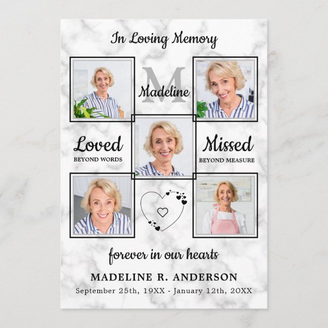 Programa Elegante Funeral De 5 Fotografías De La Orden De S (Anverso)