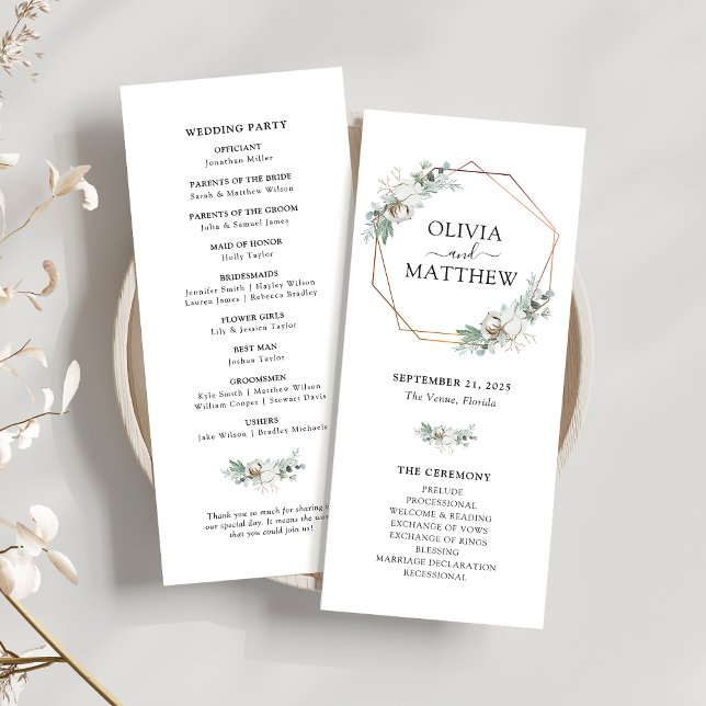 Programa Elegante Greenery Gold Geométrico Frame Boda (Subido por el creador)