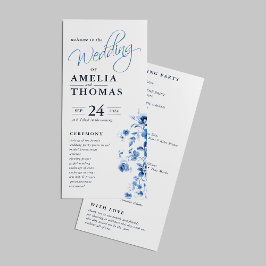 Programa Elegante guión azul francés floral toile boda