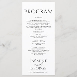 Programa Elegante guión Boda de Moda en blanco y negro