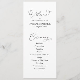 Programa elegante guión boda en blanco y negro