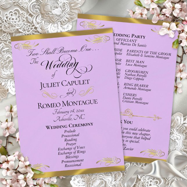 Programa Elegante guión - Boda Lavanda/Oro (Subido por el creador)