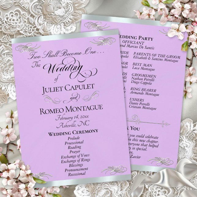 Programa Elegante guión - Boda Lavanda/Plata (Subido por el creador)