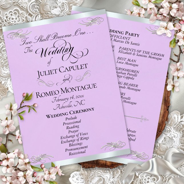 Programa Elegante guión - Boda Lavanda/Plata (Subido por el creador)