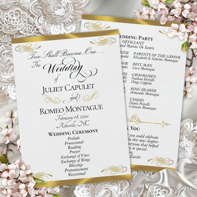 Programa Elegante guión - Boda Perla Blanca/Oro (Subido por el creador)