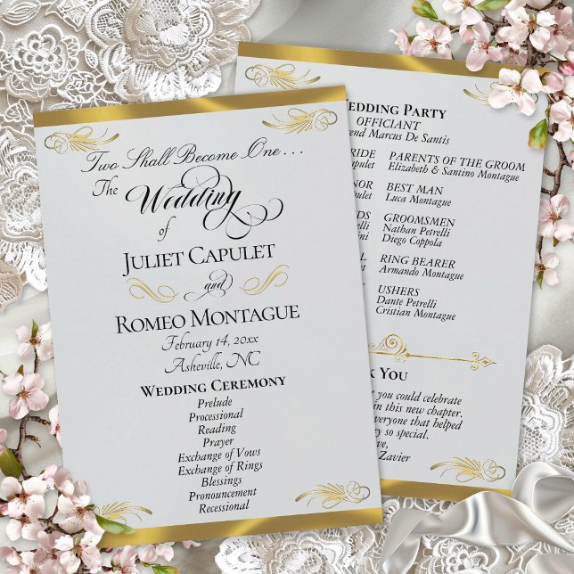 Programa Elegante guión - Boda perla plateada/oro (Subido por el creador)