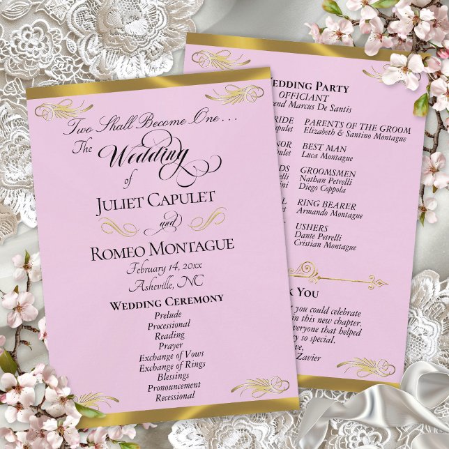 Programa Elegante guión - Boda Pink Pearl/oro (Subido por el creador)