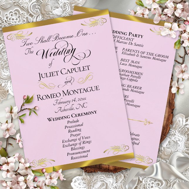 Programa Elegante guión - Boda Pink Pearl/oro (Subido por el creador)