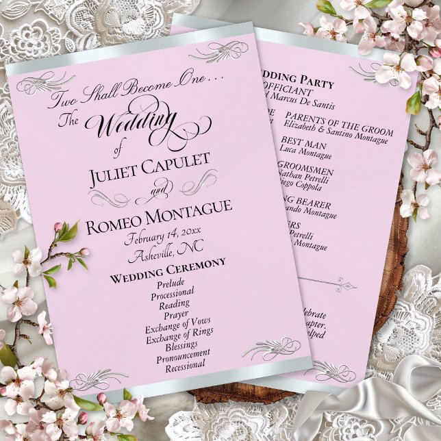 Programa Elegante guión - Boda Pink Pearl/Plata (Subido por el creador)