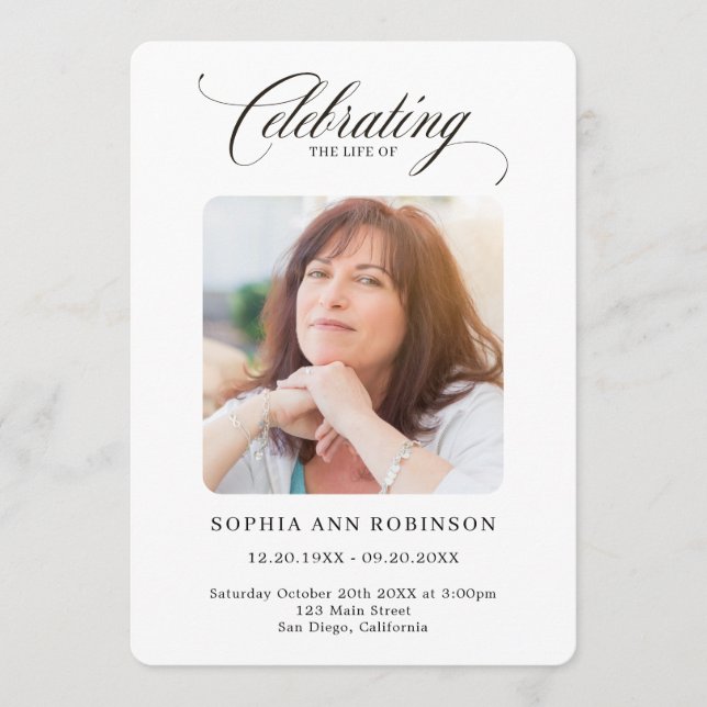 Programa Elegante Guión Foto Orden De Servicio Memorial (Anverso)