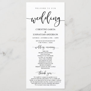 Programa Elegante guión negro, nuestra ceremonia Boda