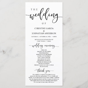 Programa Elegante guión negro, nuestra ceremonia Boda