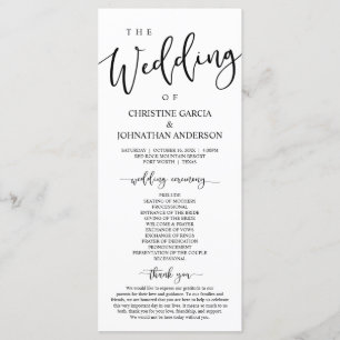 Programa Elegante guión negro, nuestra ceremonia Boda